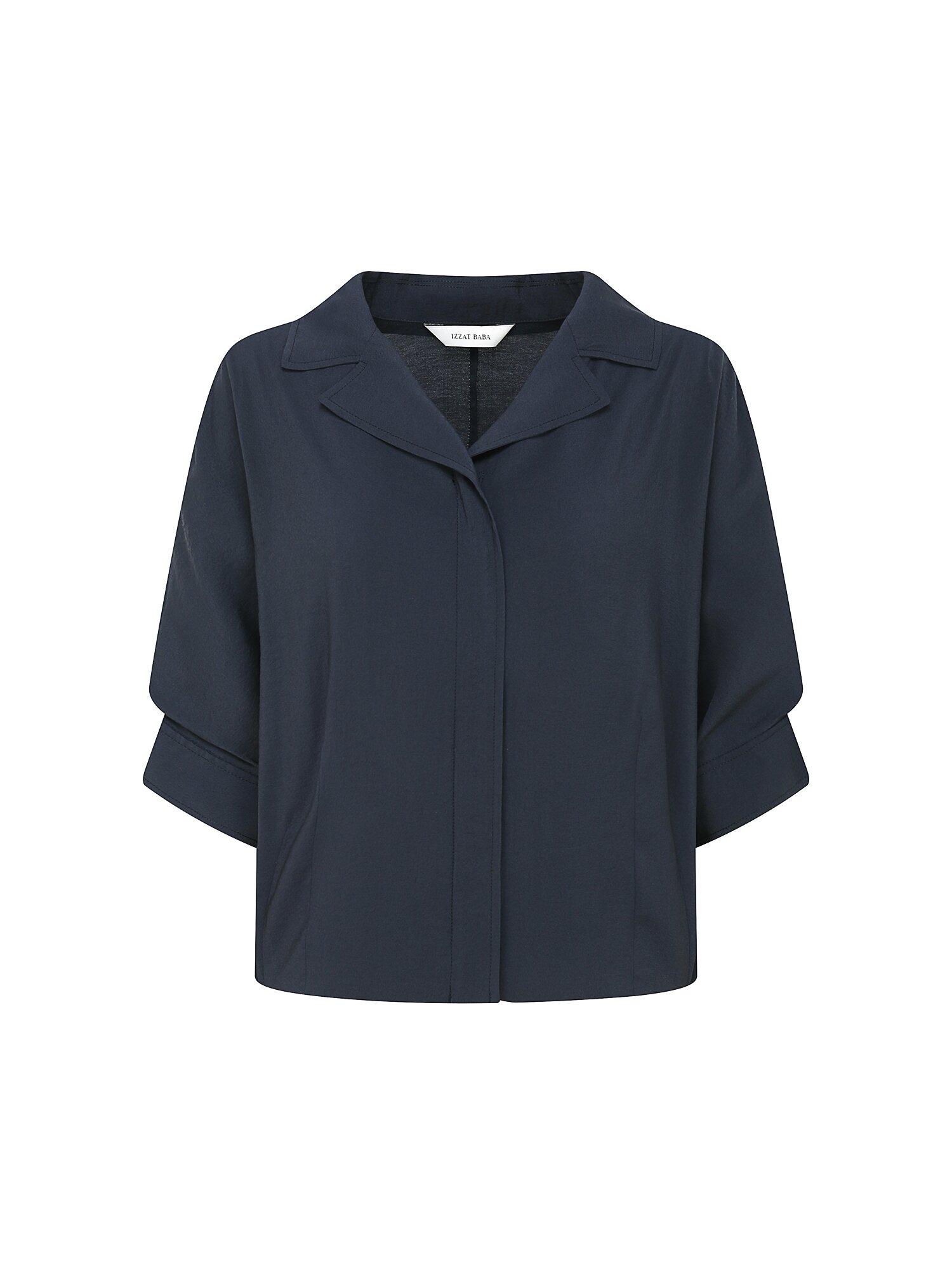오픈 칼라 집업 셔츠 재킷 (DARK NAVY)