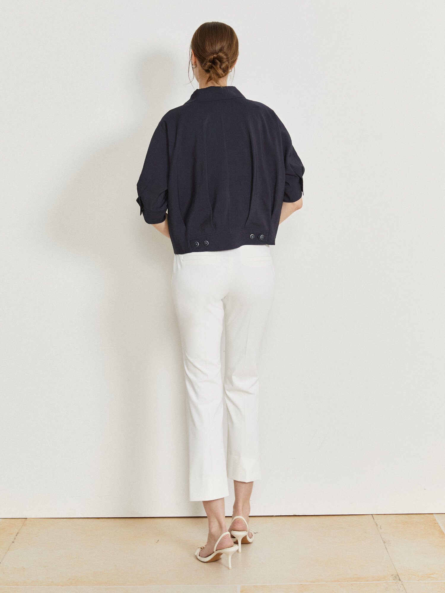 오픈 칼라 집업 셔츠 재킷 (DARK NAVY)