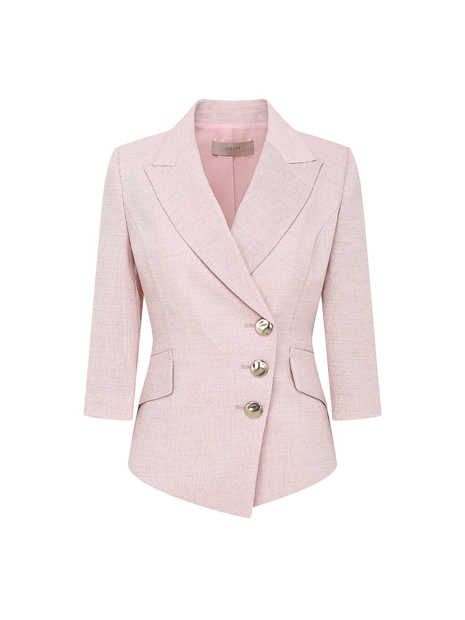 피크드 라펠 사선 버튼 재킷 (MELANGE PINK)