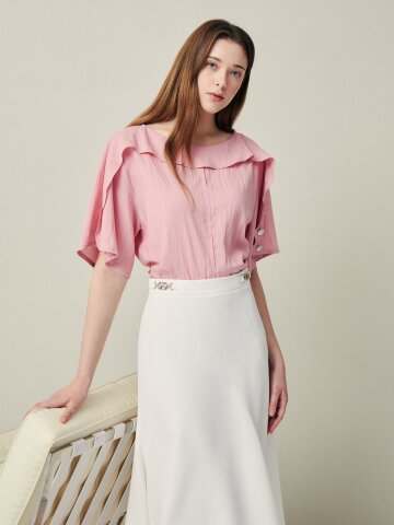 플로우 라인 러플 블라우스 