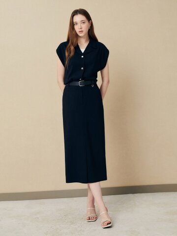 포멀 엣지 미디 스커트 