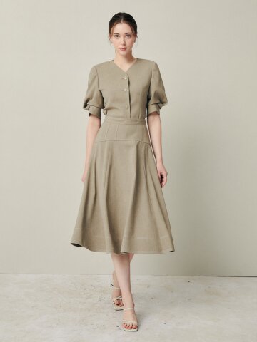 심플핏 프론트 핀턱 스커트 