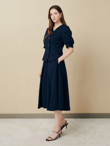 심플핏 프론트 핀턱 스커트 