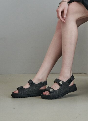 EO1010 Stone black jeans blue velcro sandals_black jeans blue (데님 소재)