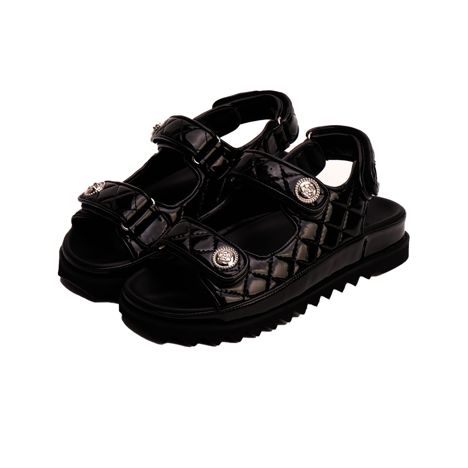 EO1001 Enamel velcro sandals_black