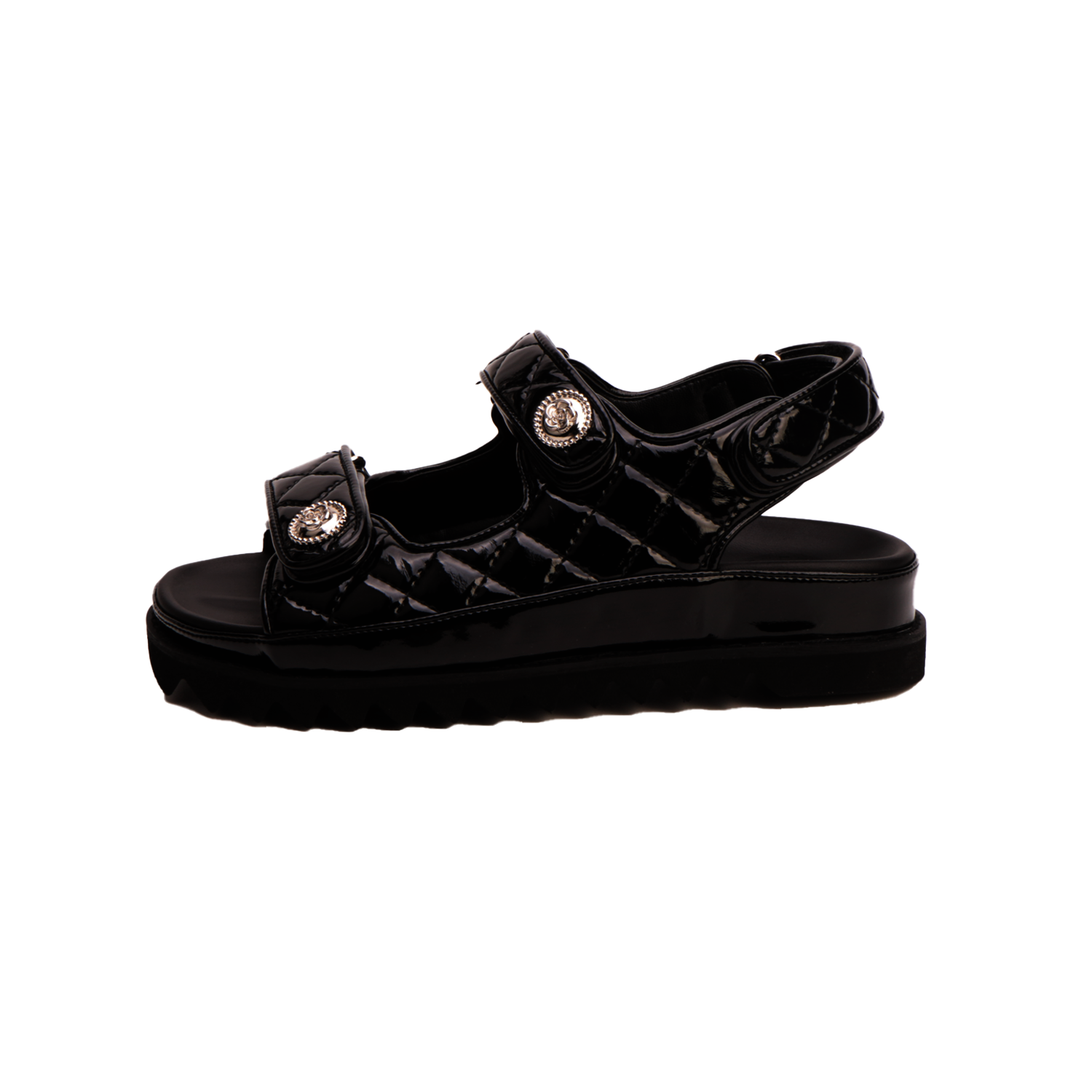 EO1001 Enamel velcro sandals_black