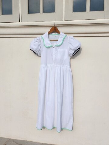 Vivien Puff Bold Color Dress_PURE WHITE