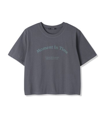 여성 모먼트 레터링 포인트 크롭 반팔티 (CH-GREY) (HBRSTA2)
