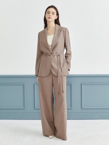 모던 백 밴딩 와이드 팬츠 