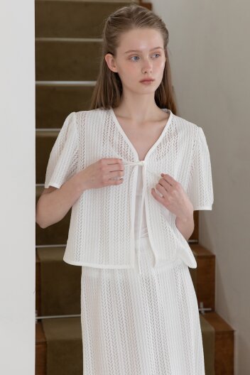 Punching cardigan - White