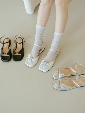 ljh071-7 Heart Jewelled Ribbon Sandals - 3 Colors