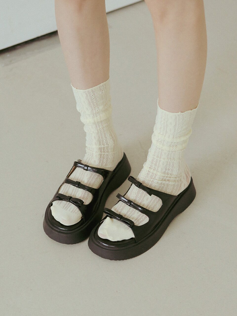 ljh058-7 Platform Ribbon Mules - 3 Colors