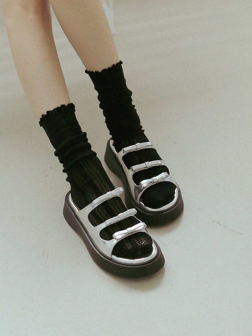 ljh058-7 Platform Ribbon Mules - 3 Colors