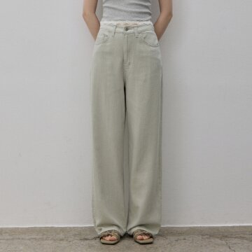 SUMMER COTTON STRAIGHT PANTS LIGHTKHAKI