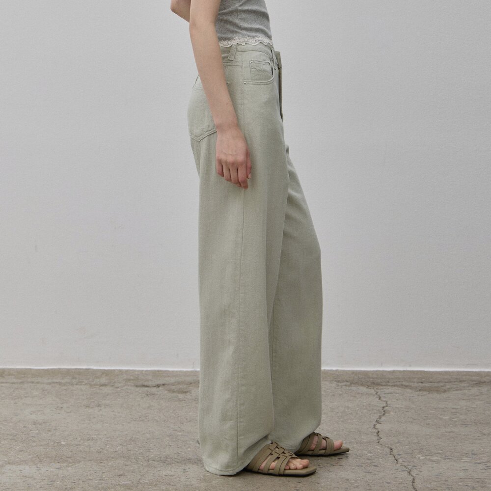 SUMMER COTTON STRAIGHT PANTS LIGHTKHAKI
