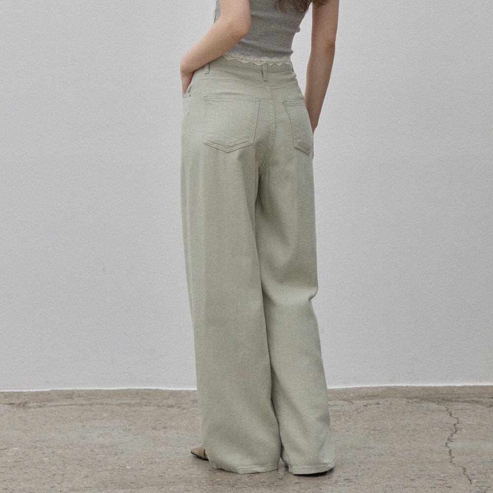 SUMMER COTTON STRAIGHT PANTS LIGHTKHAKI
