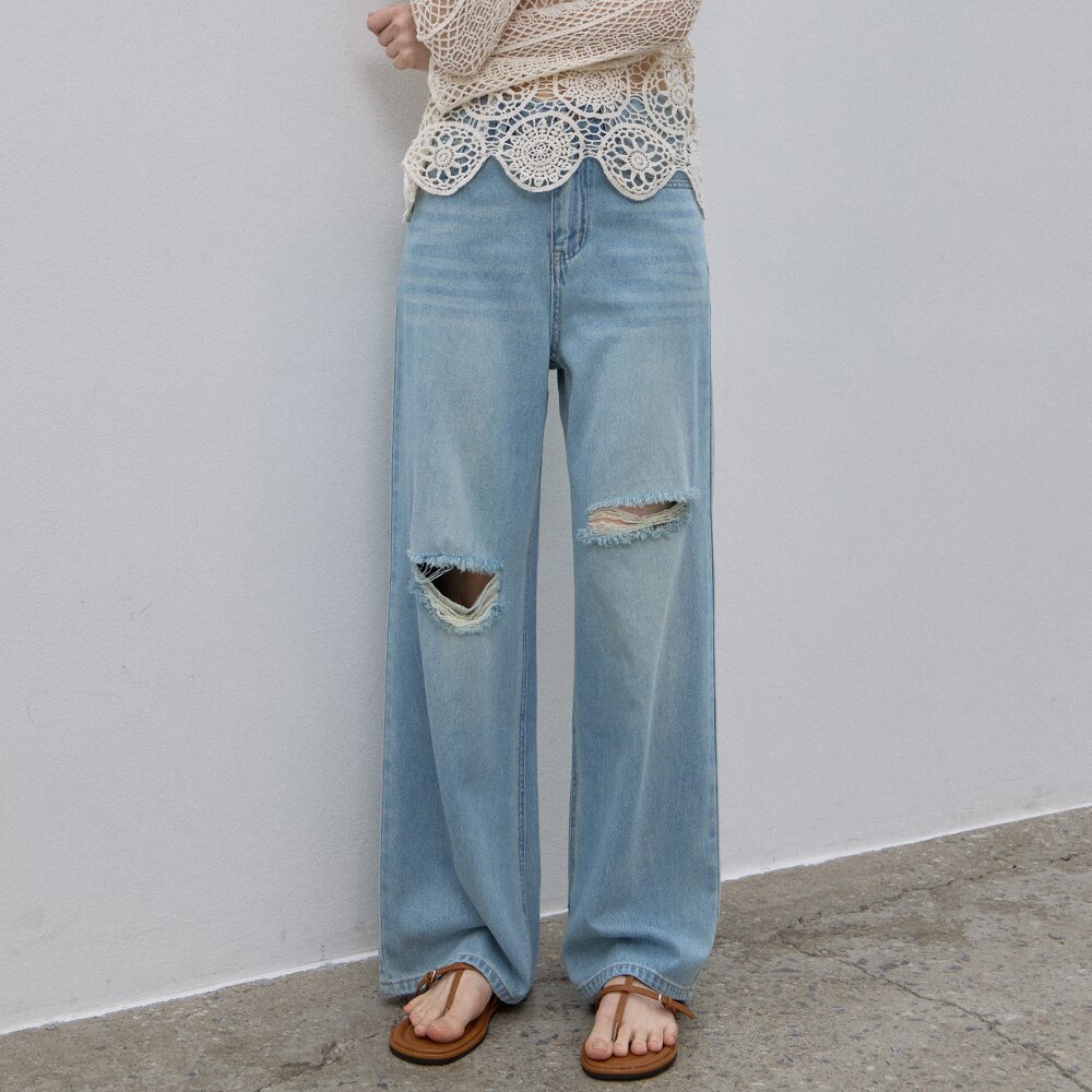 [리뷰검증 데님] DESTROYED DENIM PANTS LIGHTBLUE
