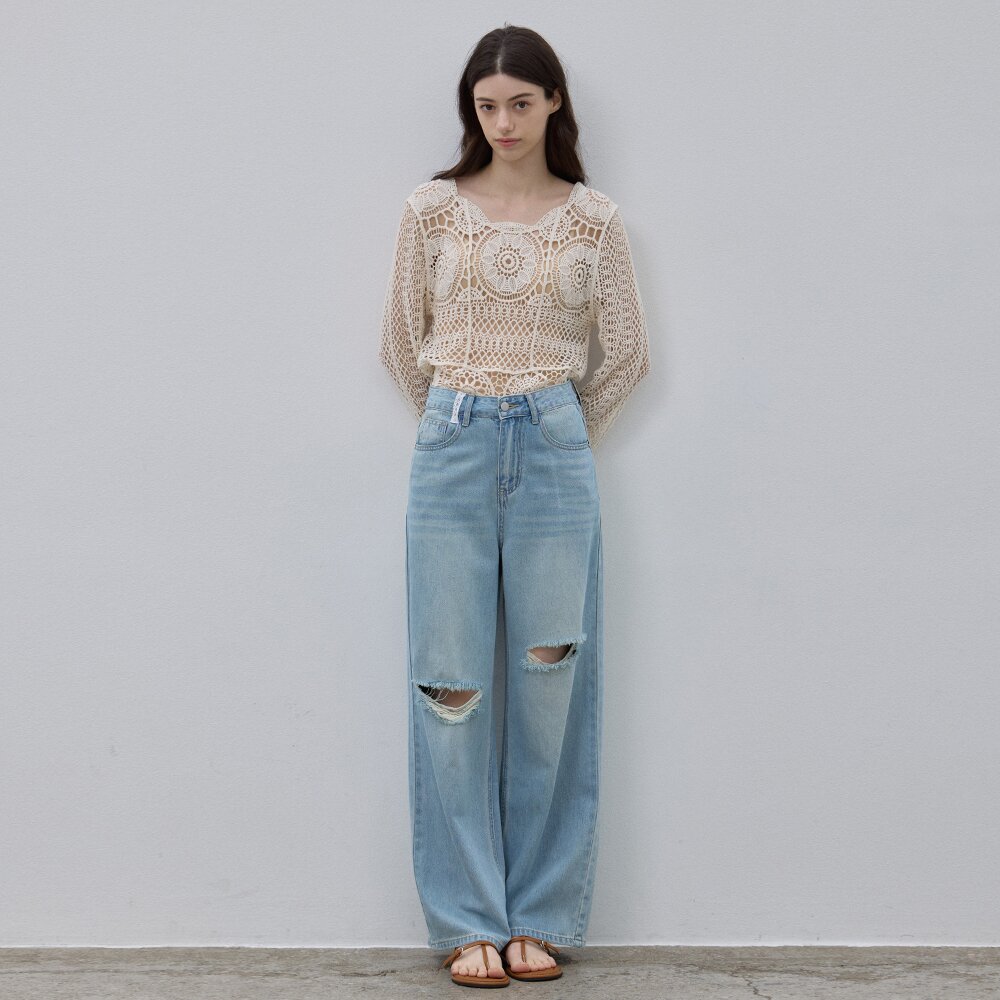 [리뷰검증 데님] DESTROYED DENIM PANTS LIGHTBLUE