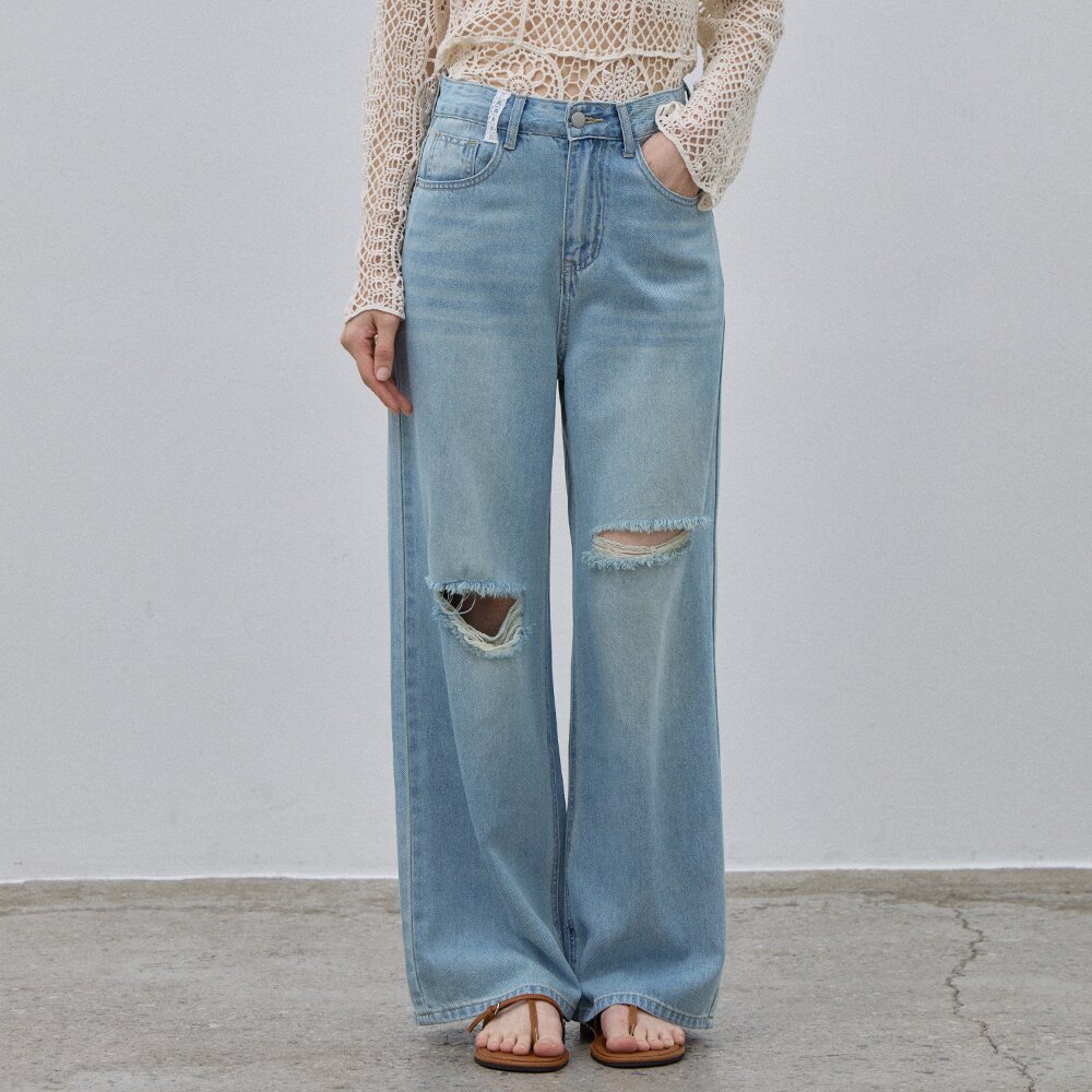 [리뷰검증 데님] DESTROYED DENIM PANTS LIGHTBLUE