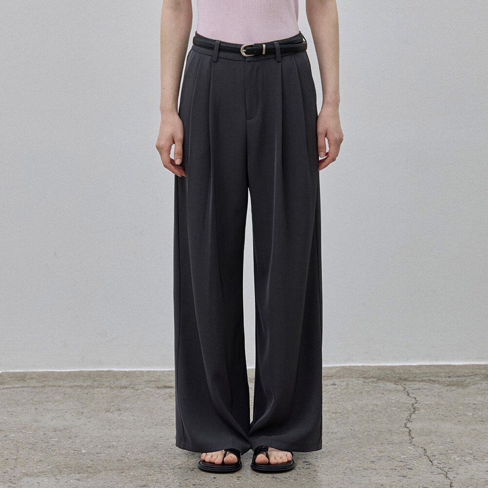 LINKLEFREE TWO-TUCK SLACKS_CHARCOAL