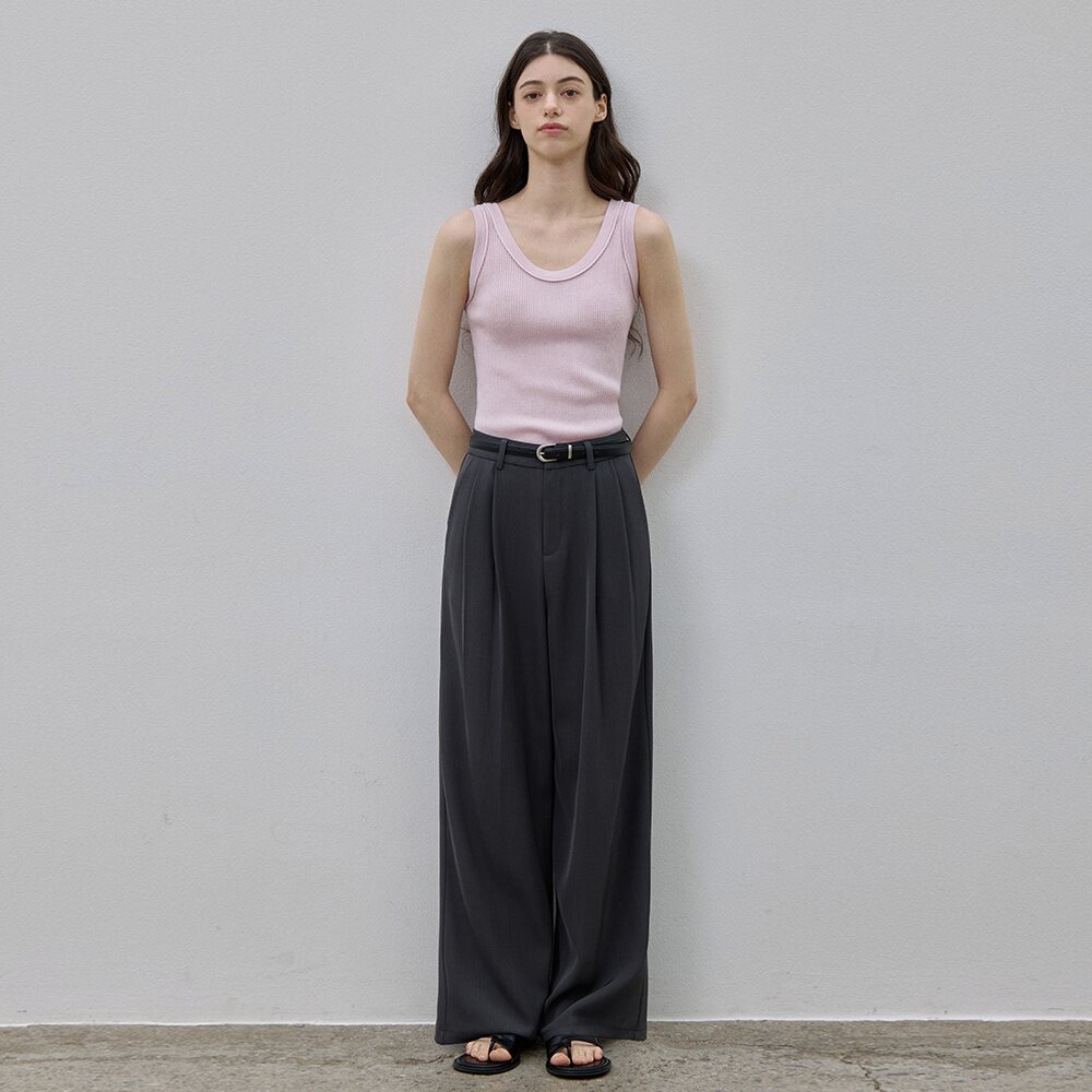 LINKLEFREE TWO-TUCK SLACKS_CHARCOAL