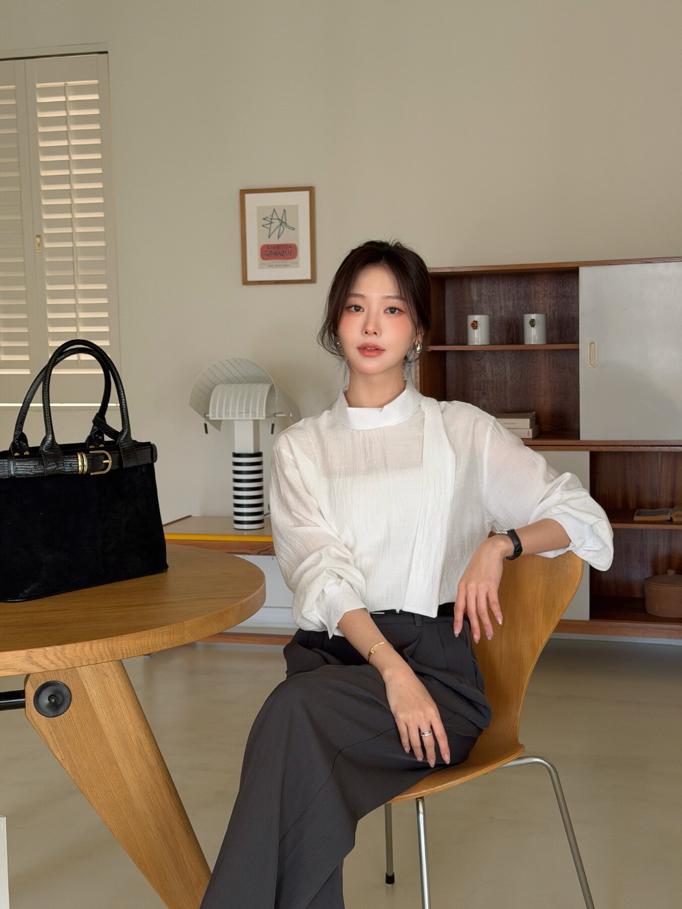 LINKLEFREE TWO-TUCK SLACKS_CHARCOAL