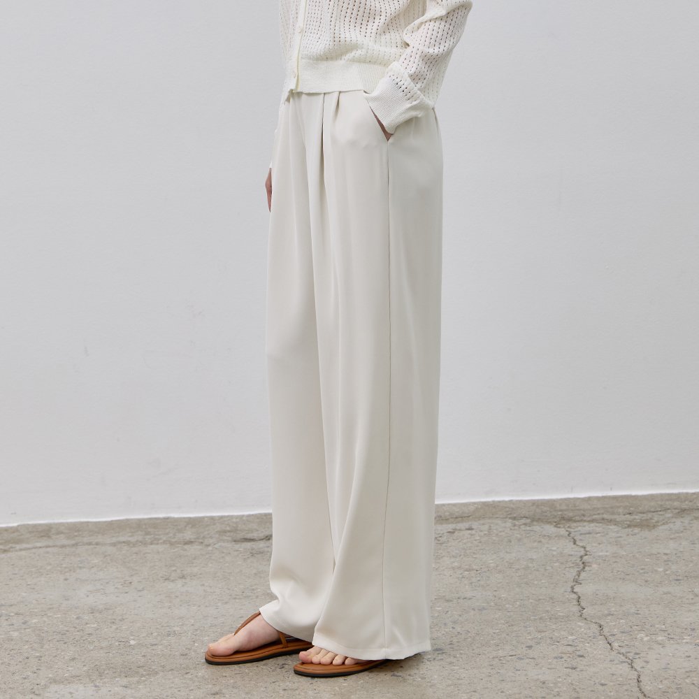 [라사제스 지혜 착용]LINKLEFREE TWO-TUCK SLACKS_CREAM