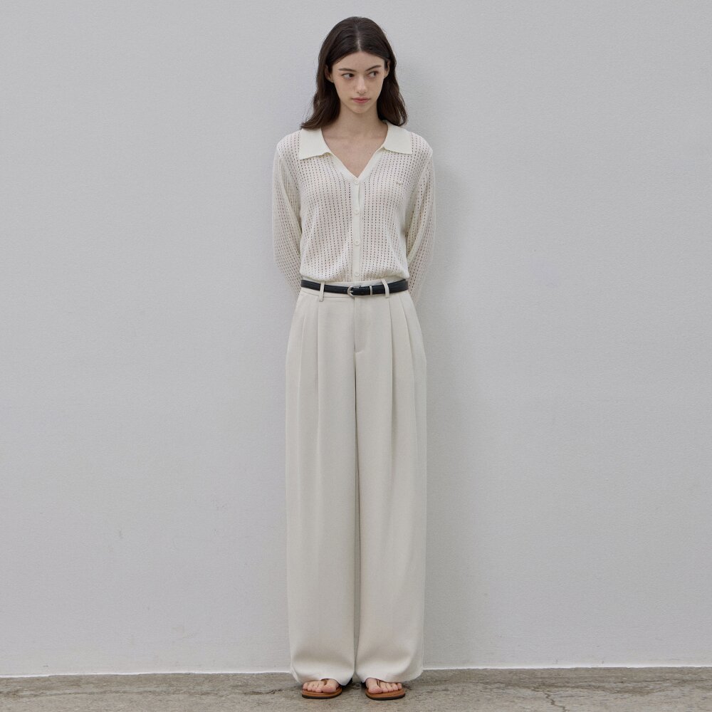 [라사제스 지혜 착용]LINKLEFREE TWO-TUCK SLACKS_CREAM