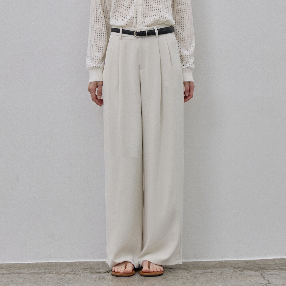 [라사제스 지혜 착용]LINKLEFREE TWO-TUCK SLACKS_CREAM