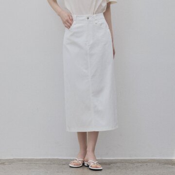 STRAIGHT BELT LONG SKIRT WHITE