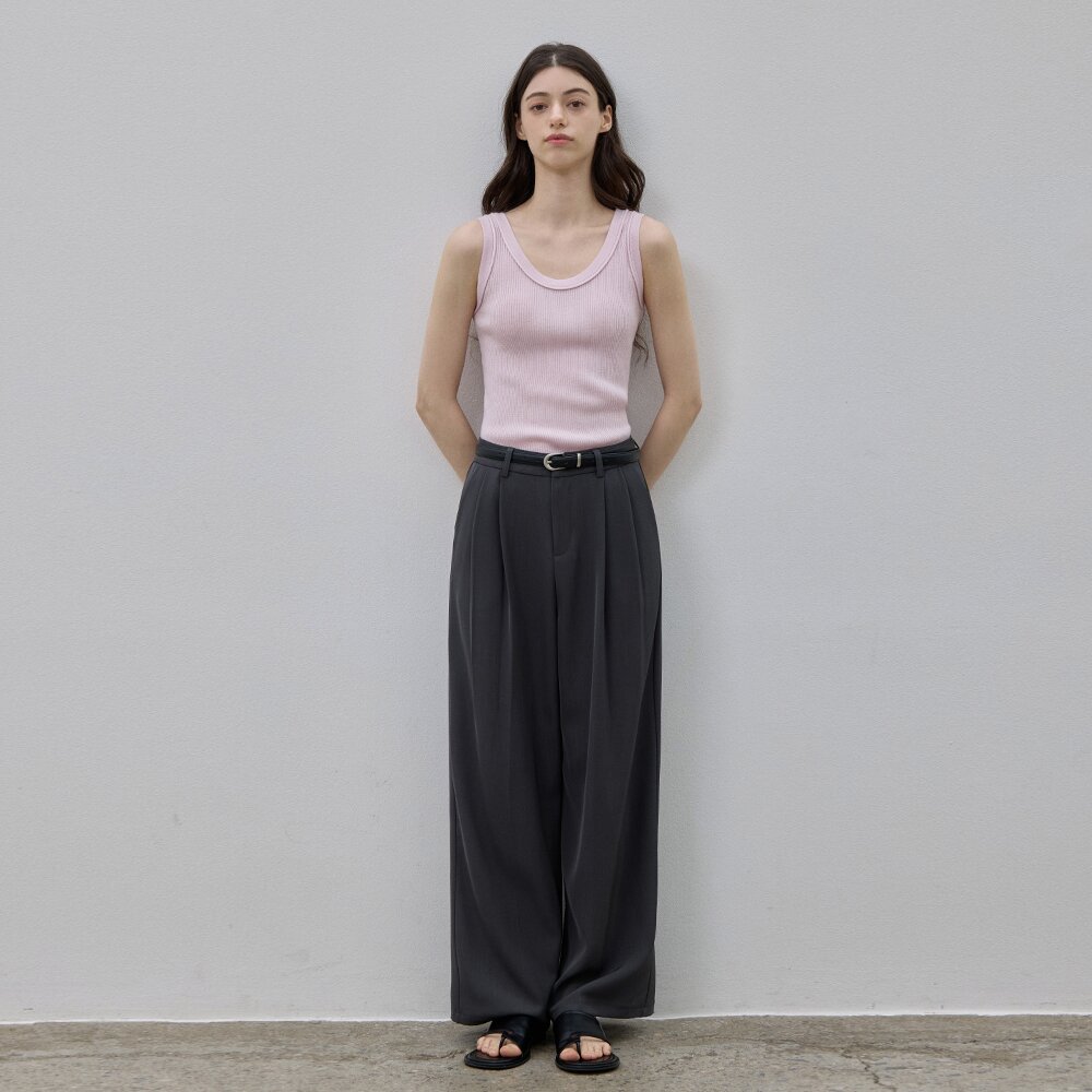 COOLING RIBBED SLEEVELESS KNITWEAR 4COLORS