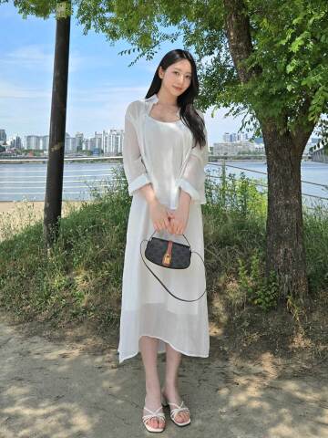 COOLING SHIRT + SLIP DRESS SET WHITE