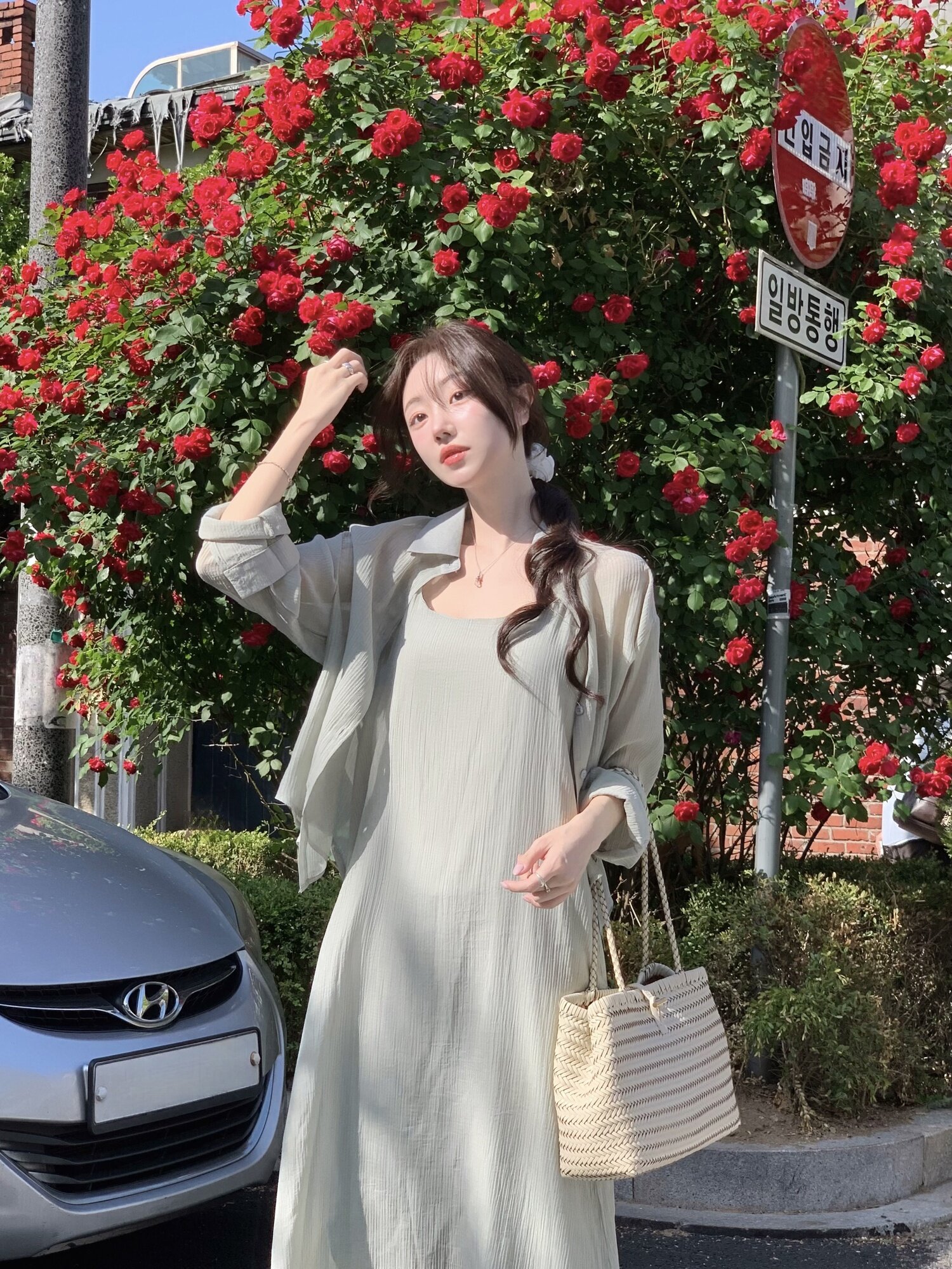 [연우님 Pick] COOLING SHIRT + SLIP DRESS SET LIGHT KHAKI