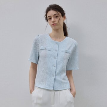 WAVE BUTTON SHORT SLEEVE CARDIGAN LIGHTMINT