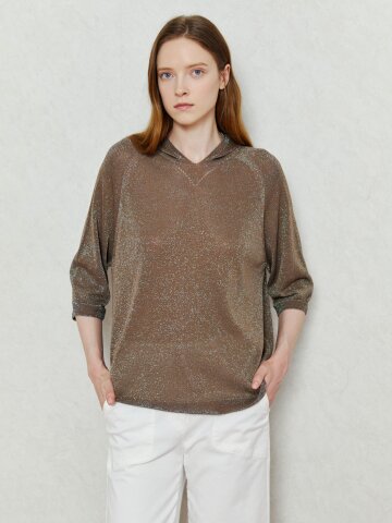 샤이닝 후드 시스루 니트 