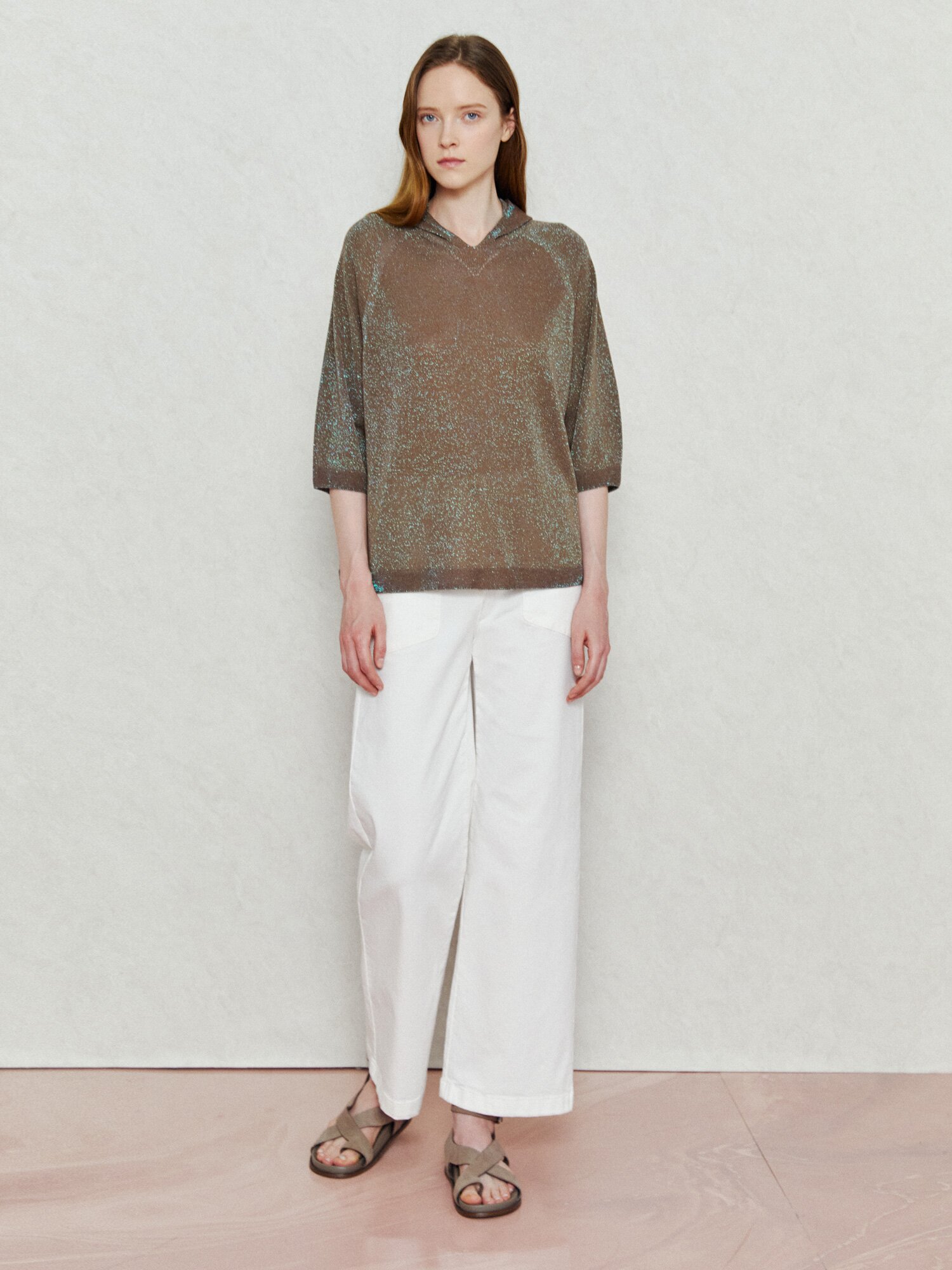 샤이닝 후드 시스루 니트 (BROWN)