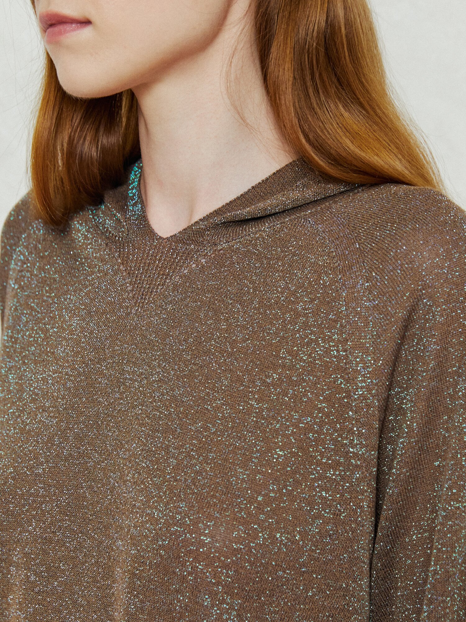 샤이닝 후드 시스루 니트 (BROWN)