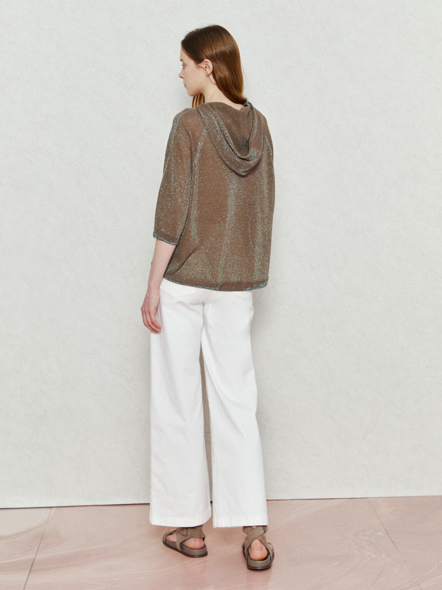 샤이닝 후드 시스루 니트 (BROWN)