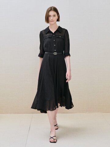 시스루 플레어 셔츠 원피스 