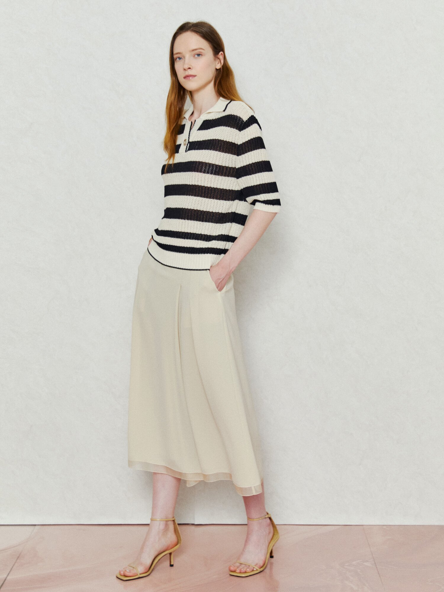 클레어 오픈넥 카라 니트 (STRIPE IVORY)