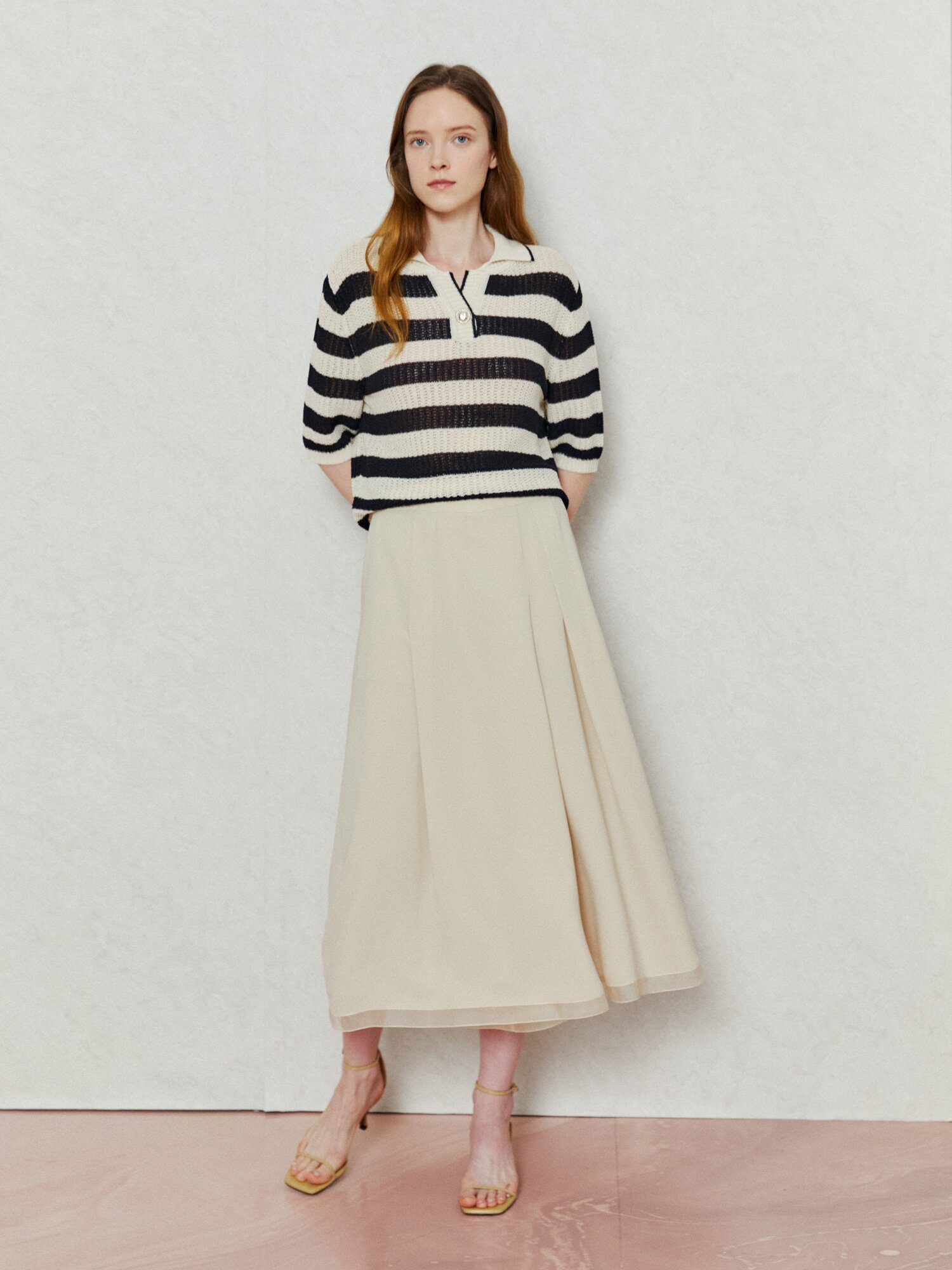 클레어 오픈넥 카라 니트 (STRIPE IVORY)
