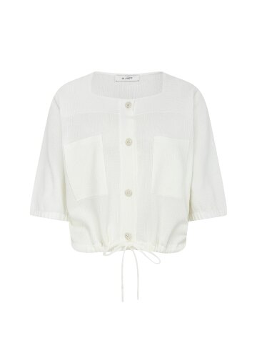 포켓 스트링 스퀘어넥 가디건 