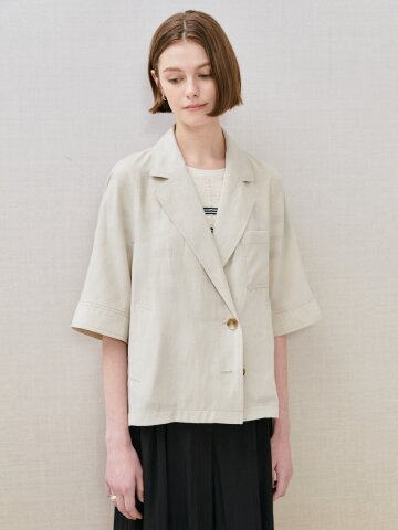 루즈핏 린넨 테일러드 싱글 재킷 