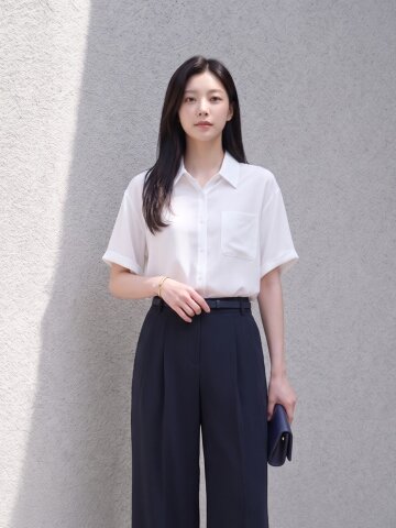 루즈핏 패치 포켓 블라우스 