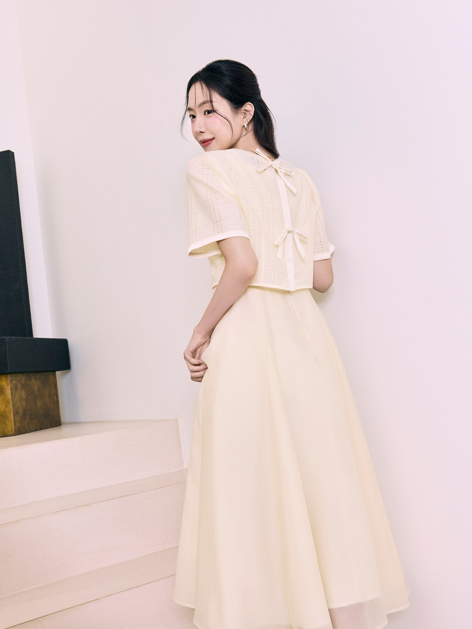 스퀘어넥 원피스 +블라우스 세트 (YELLOW)