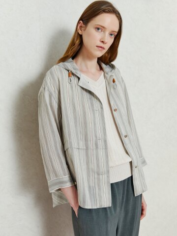 루미에 쿨스트라이프 후디 점퍼 