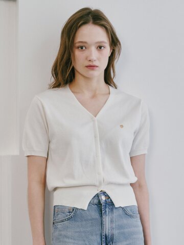 브이넥 써머 가디건 - 아이보리 / V-Neck Summer Cardigan - Ivory
