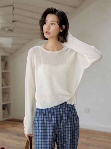 LS_Loose see through knit top