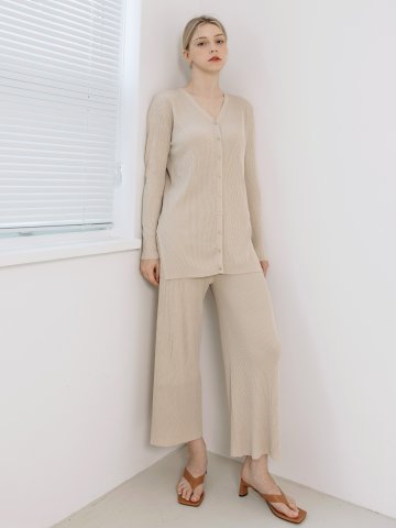 [SET] 에르 브이넥 골지 가디건+밴딩 팬츠 셋업 (4colors)