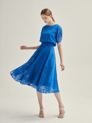 플로럴 플레어 스커트 